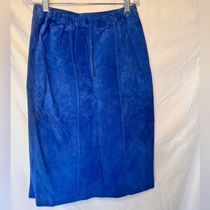 Vintage Korean Suede Elegant Blue Women's Skirt